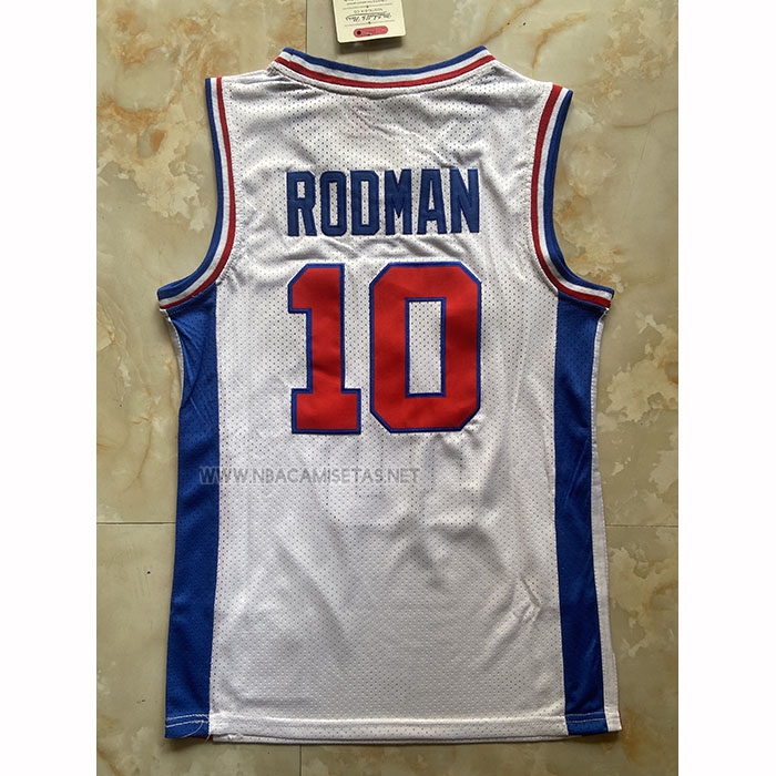 Camiseta Detroit Pistons Dennis Rodman NO 10 Mitchell & Ness 1988-89 Blanco
